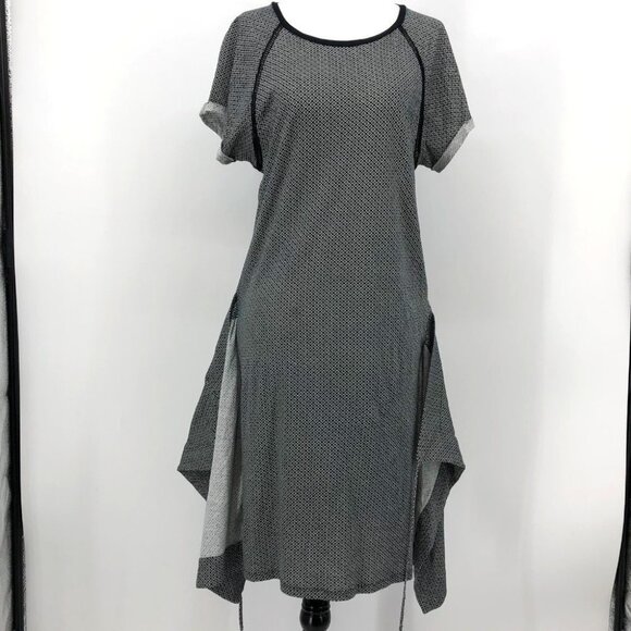 Scotch & Soda Black + White Geometric print Jersey T-shirt mini dress waist tie - Picture 15 of 16